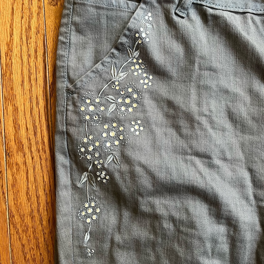 American Glamour by Badgley Mischka Embroidered Jeans - Picture 3 of 7